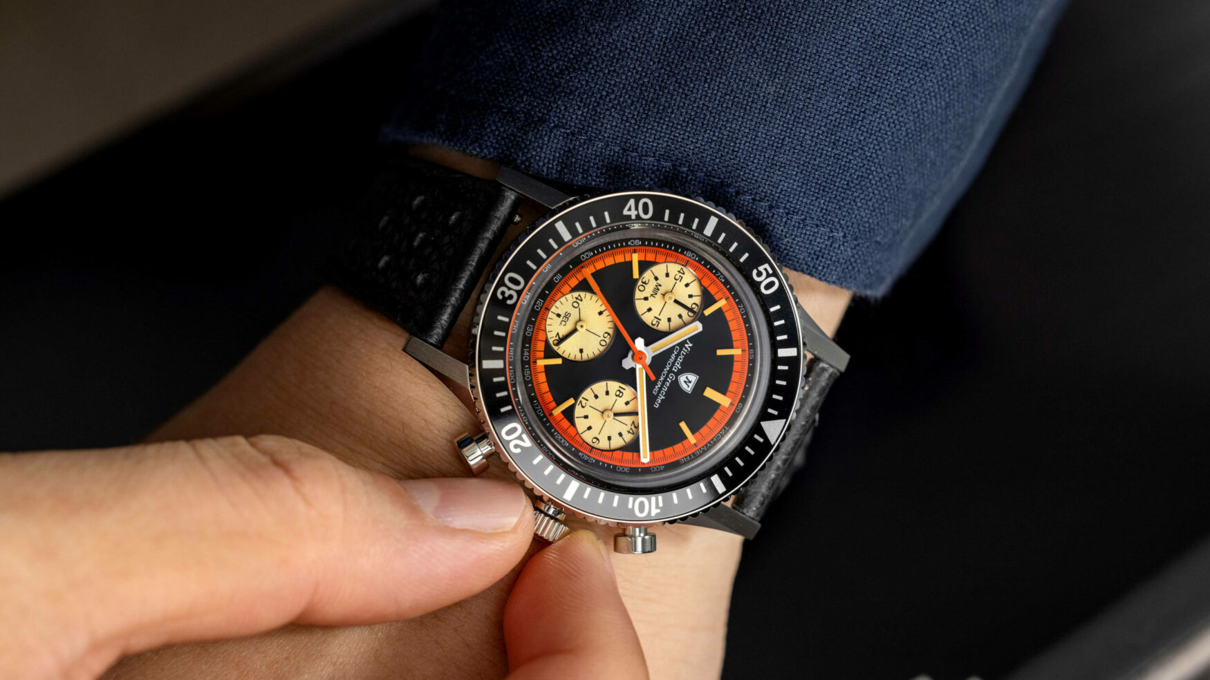 The Nivada Grenchen Chronoking “Paul Newman” Orange hits vintage notes for under US$500
