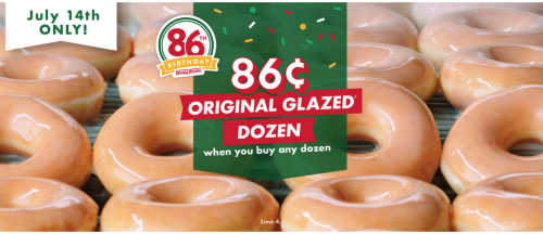 Krispy Kreme Doughnuts Canada Birthday Deal: Today, Enjoy a Dozen Donuts For 86 Cents, Friday, July 14