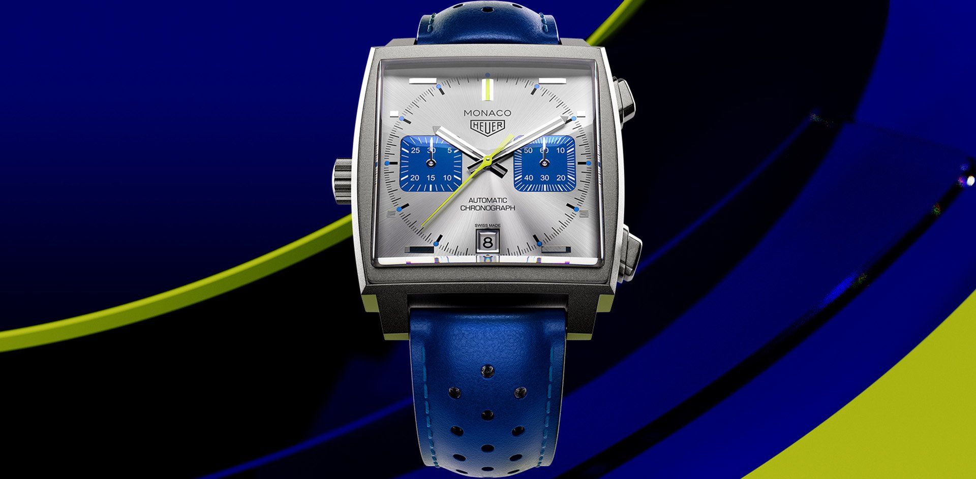 The TAG Heuer Monaco Chronograph Racing Blue, a classic design with a modern palette