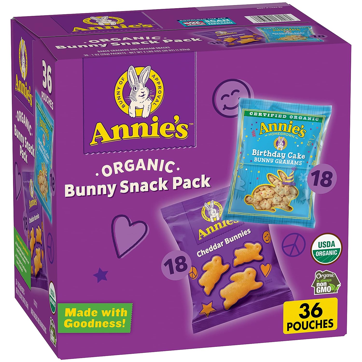 Annie’s Organic Birthday Cake Bunny Grahams and Cheddar Bunnies Snack Pack, 36 Count – Only $17.05!