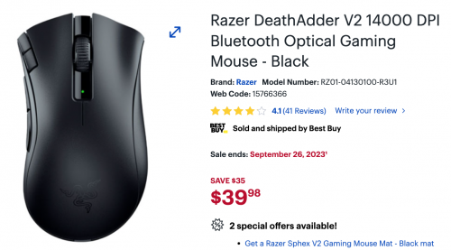 Best Buy Canada Deals: Save 47% off Razer DeathAdder Bluetooth Optical Gaming Mouse