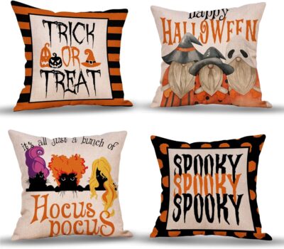 Boxgear Halloween Pillow Covers for 18×18″ Throw Pillows, Set of 4, Only $9.99