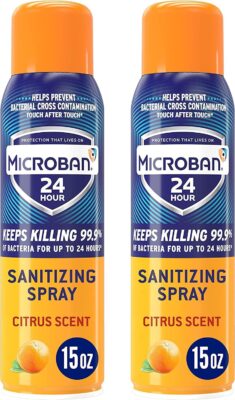 Microban Disinfectant Spray, Citrus Scent, 2 Count (15 oz) Only $4.14