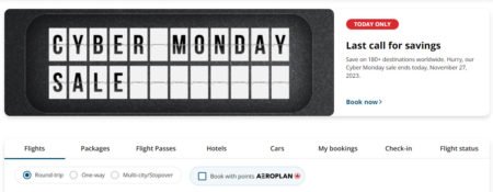 Air Canada: Cyber Monday – Up to 25% Off (Nov 27)