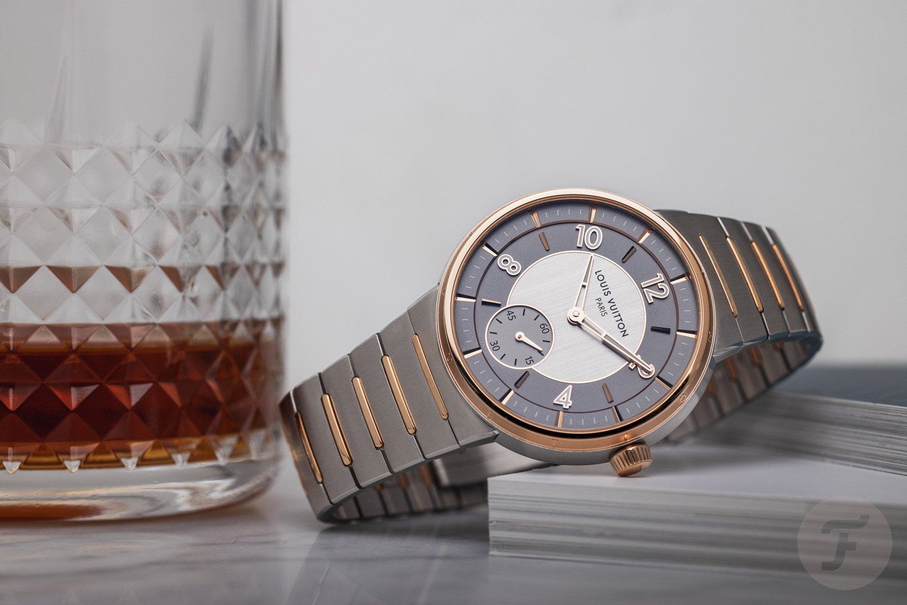 <div>Louis Vuitton’s Two-Tone Tambour Automatic 40mm Steel & Rose Gold</div>