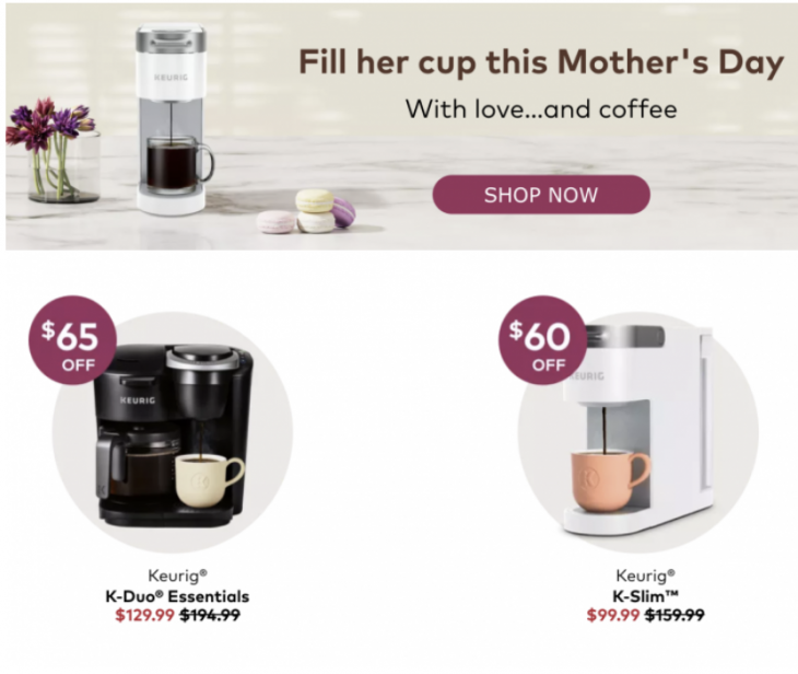 Keurig Canada Mother’s Day Coffee Maker Offers: Save up to $65 Off