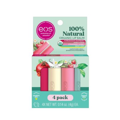 eos 100% Natural & Organic Lip Balm Sticks, 0.14 oz, 4-Pack Only $6.85